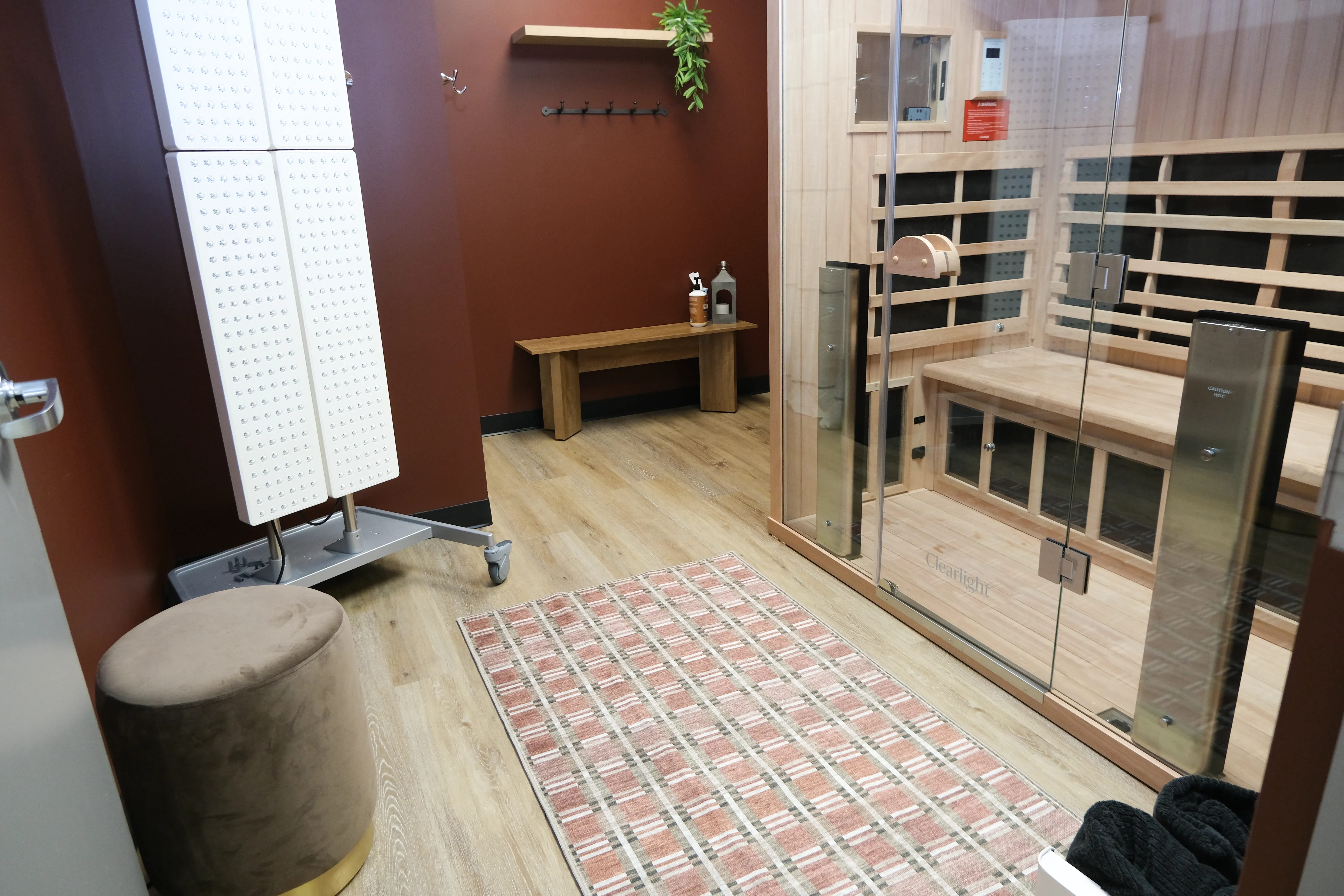 Inside the private Infrared Sauna Suite at Body by Choice Training